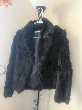 Black Fur Jacket - Women's Elegant Coat